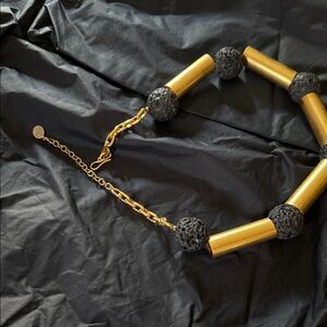 Elegant Gold and Black Statement Necklace